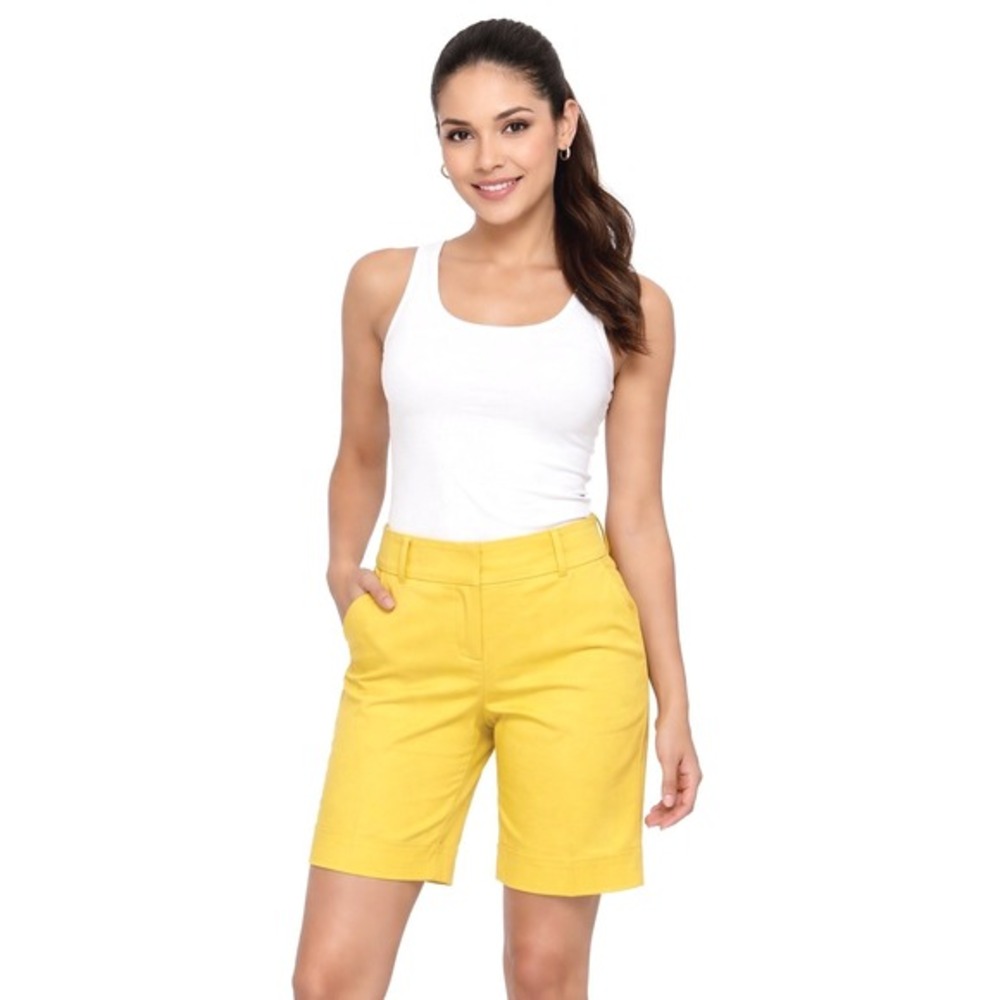Outback Red Yellow Bermuda Shorts Cotton Stretch 10 Resortwear Vacation 79-29‎